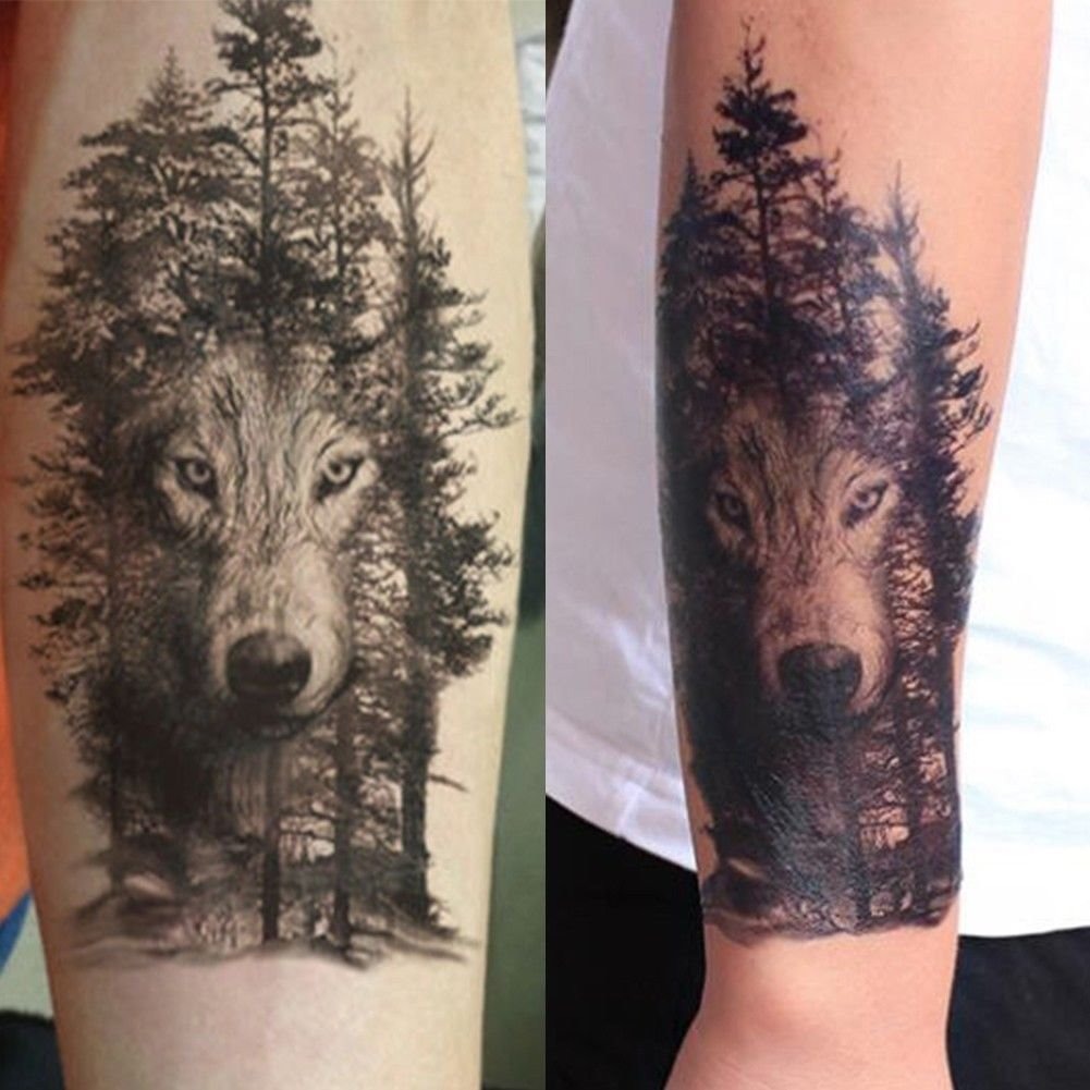 Tatuagem Temporária Realista Lobo Da Floresta R 23,99