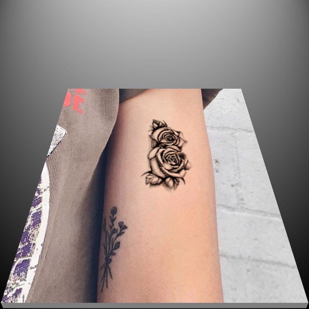 Tatuagem Temporária Rosa Dupla Negra * A7 * Cartela
