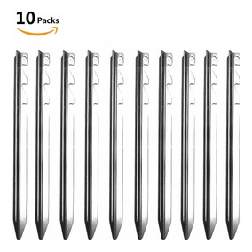Pack of 6 Hikemax Ultralight Titanium Tent Stakes V-shaped Tent Pegs with Reflective Pull Cords /& Pouch
