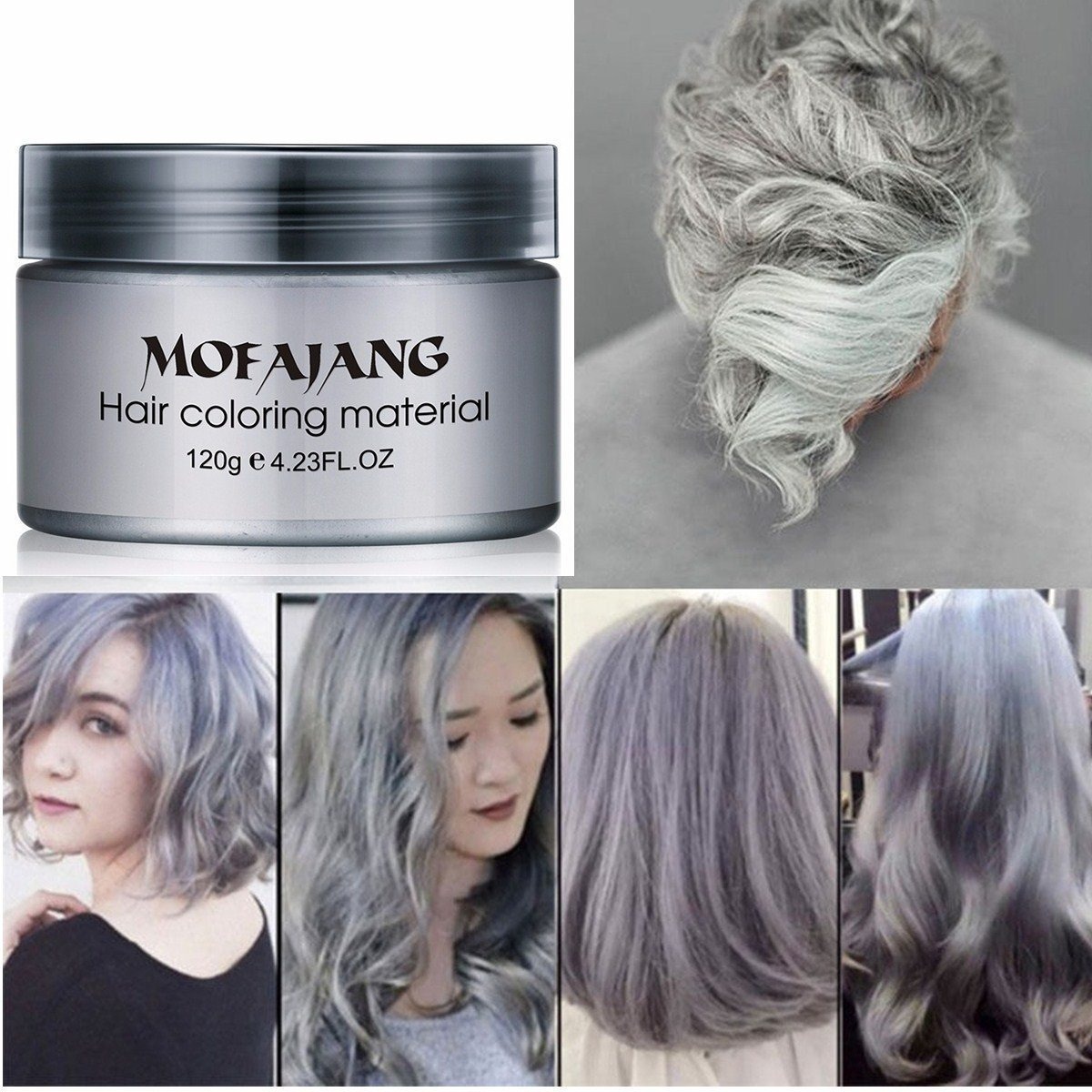 Temporal De Plata Cabello Gris Cera Pomada Para Hombres Y Mu