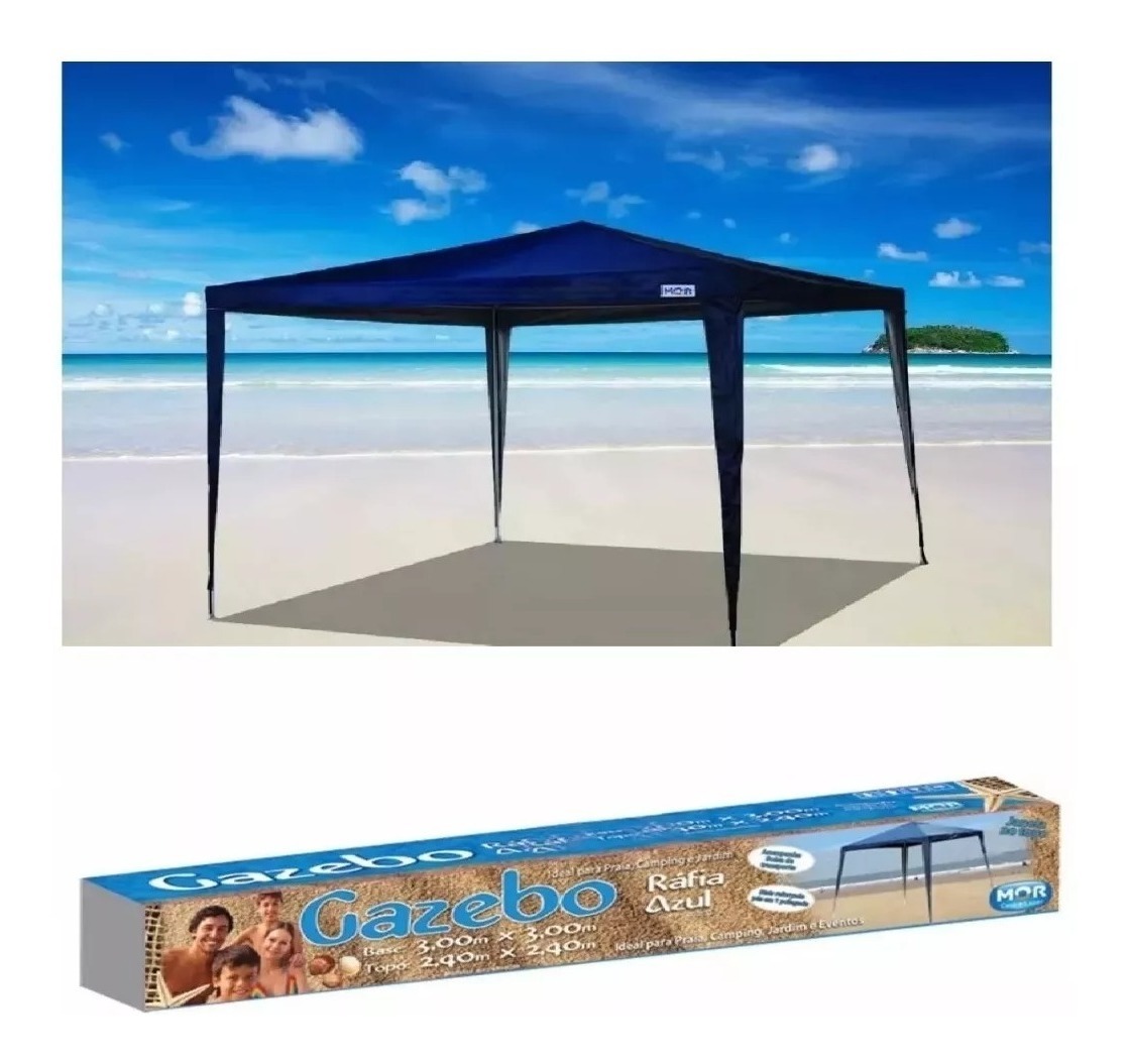 Tenda Praia Gazebo 3x3 Azul Mor Barraca Camping C/ Sacola - R$ 289,99 em  Mercado Livre