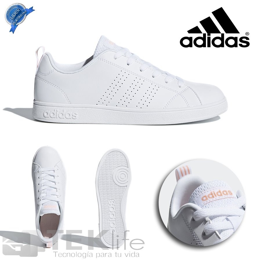 Tenis adidas Advantage Clean Mujer Blanco/salmon Original Cl Tenis adidas Advantage Clean Mujer Blanco/salmon Original Cl
