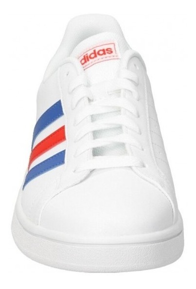 tenis adidas franjas azul y rojo