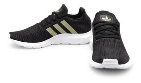 tenis adidas para mujer negro con dorado