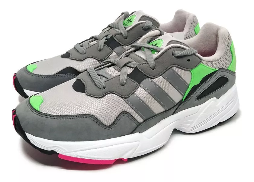 tenis adidas gris con verde