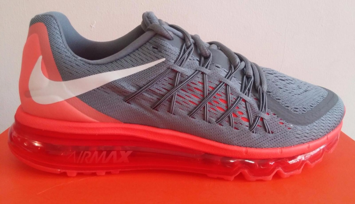 tenis nike air max gris con naranja