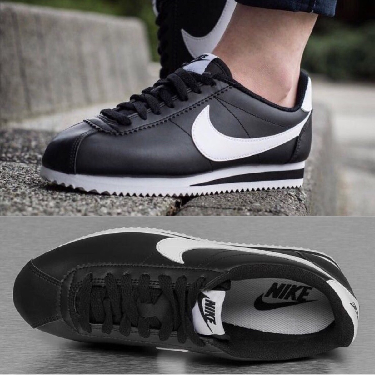 nike cortez negras con blanco