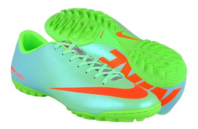 tenis nike mercurial azul verde