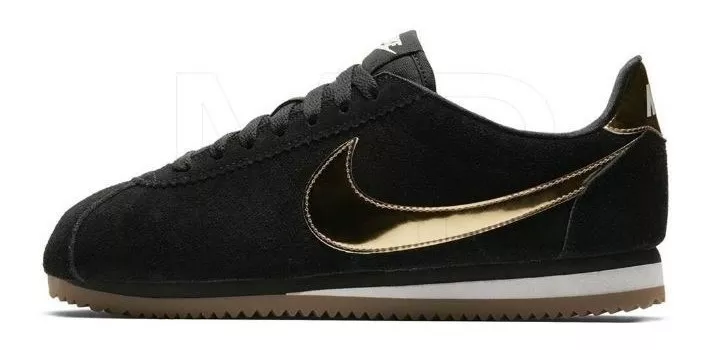 tenis nike negro con dorado mujer