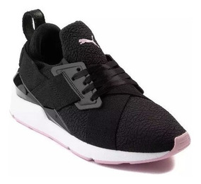 puma negro tenis mujer