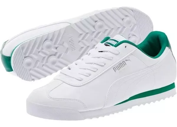 puma roma blancos con verde