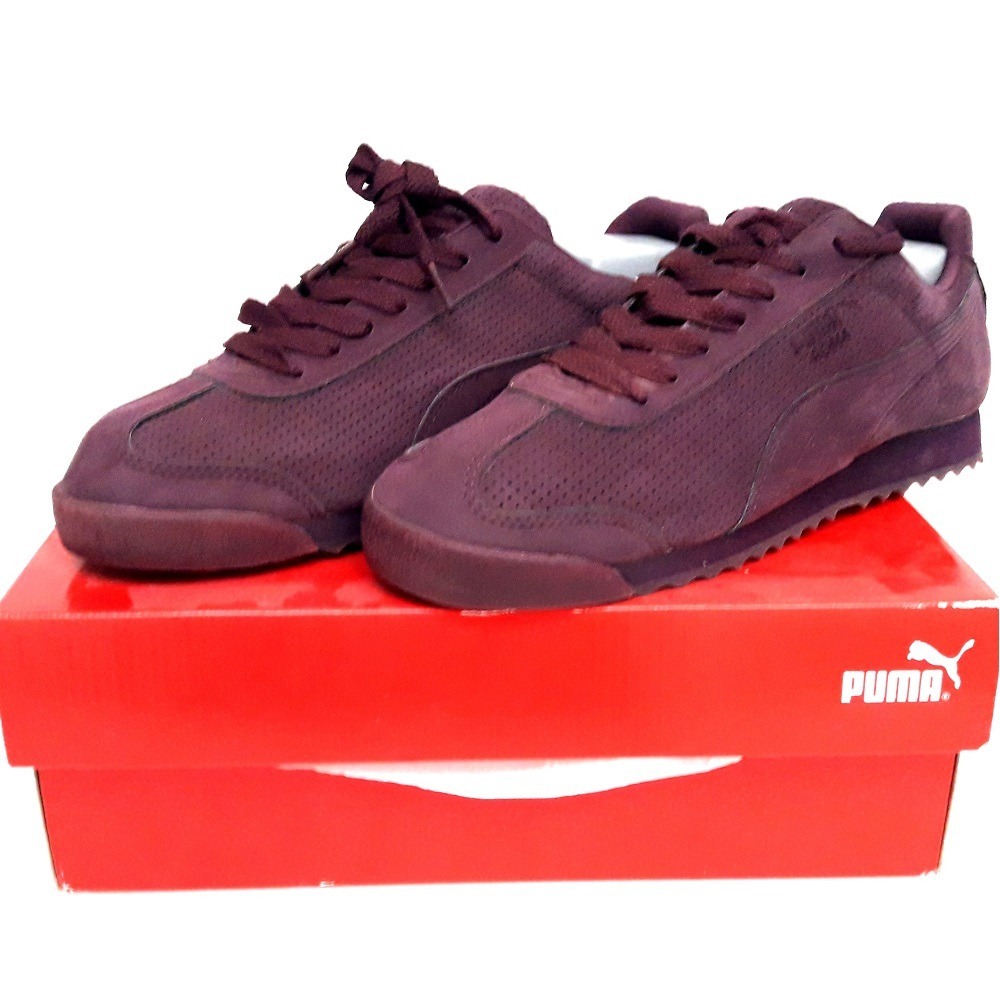 Tenis Puma Roma Sneakers Piel De Gamuza Guinda Total Perfora