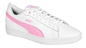 tenis puma mujer blanco con rosa