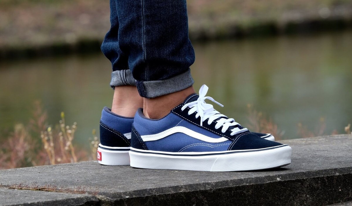 vans old skool gris y azul