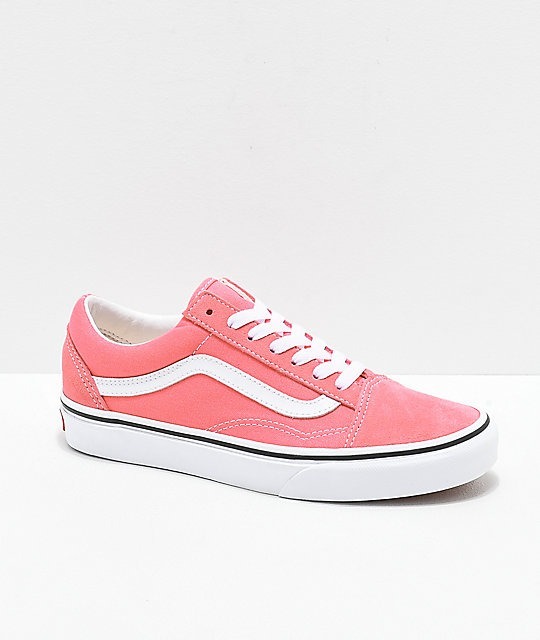 tenis vans old skool rosa e branco