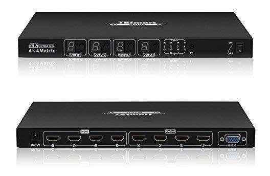 3D y Deep Color HDMI Conmutador de matriz TESmart Ultra HD 4K HDMI 4X4 Entradas de 4 puertos y salidas de 4 puertos con RS232 Control remoto IR Compatible con 4Kx2K @ 30HZ compatible con HDCP
