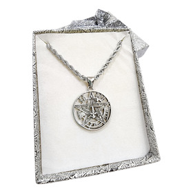 Tetragramaton Pentagrama Poderoso Amuleto Acero Con Cadena