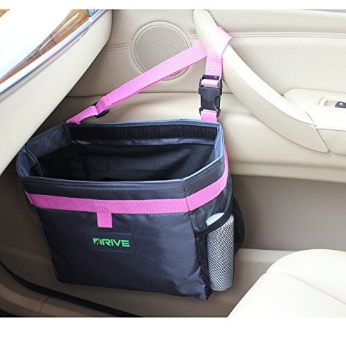 Drive Auto Products Bolsa de Basura Impermeable para Coche Rosado