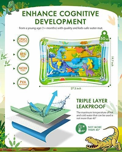 Idefair Estera de juego de agua Tummy Time Amarillo estera de agua para beb/é grande Estera de juego inflable para beb/és Forma de tortuga Juguetes para beb/és reci/én nacidos para 3 6 9 12 meses