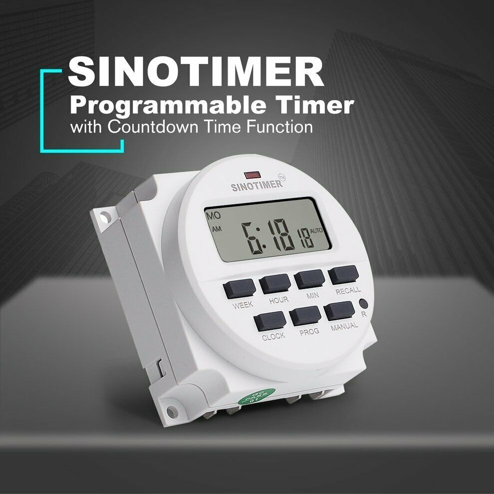 TM618sH-5V Interruptor de temporizador 7 d/ías a la semana Programable LCD Temporizador Interruptor Rel/é de tiempo Bater/ía recargable incorporada