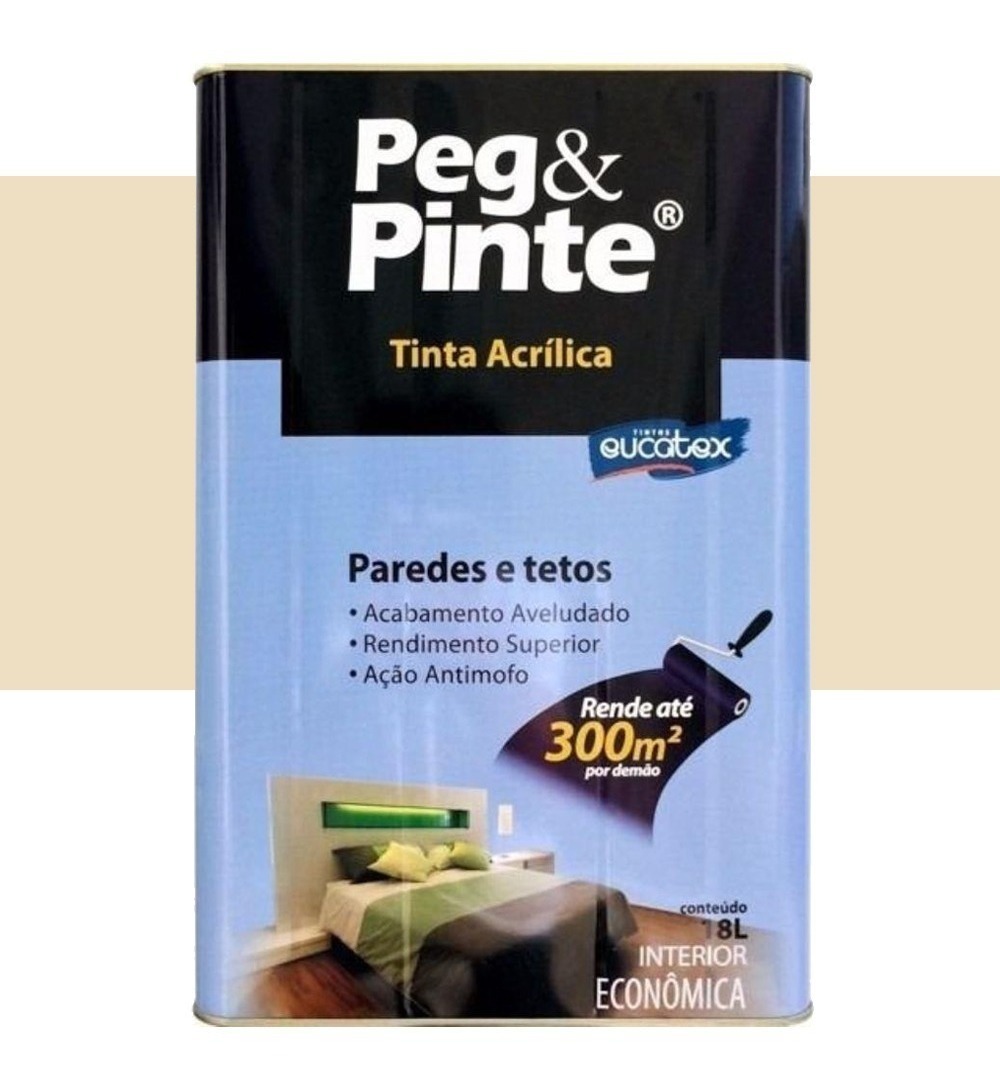 Dimensões Lata De Tinta 18 Litros Tinta Acrílica Eucatex Peg & Pinte 18 Litros Areia - R$ 205,48 em