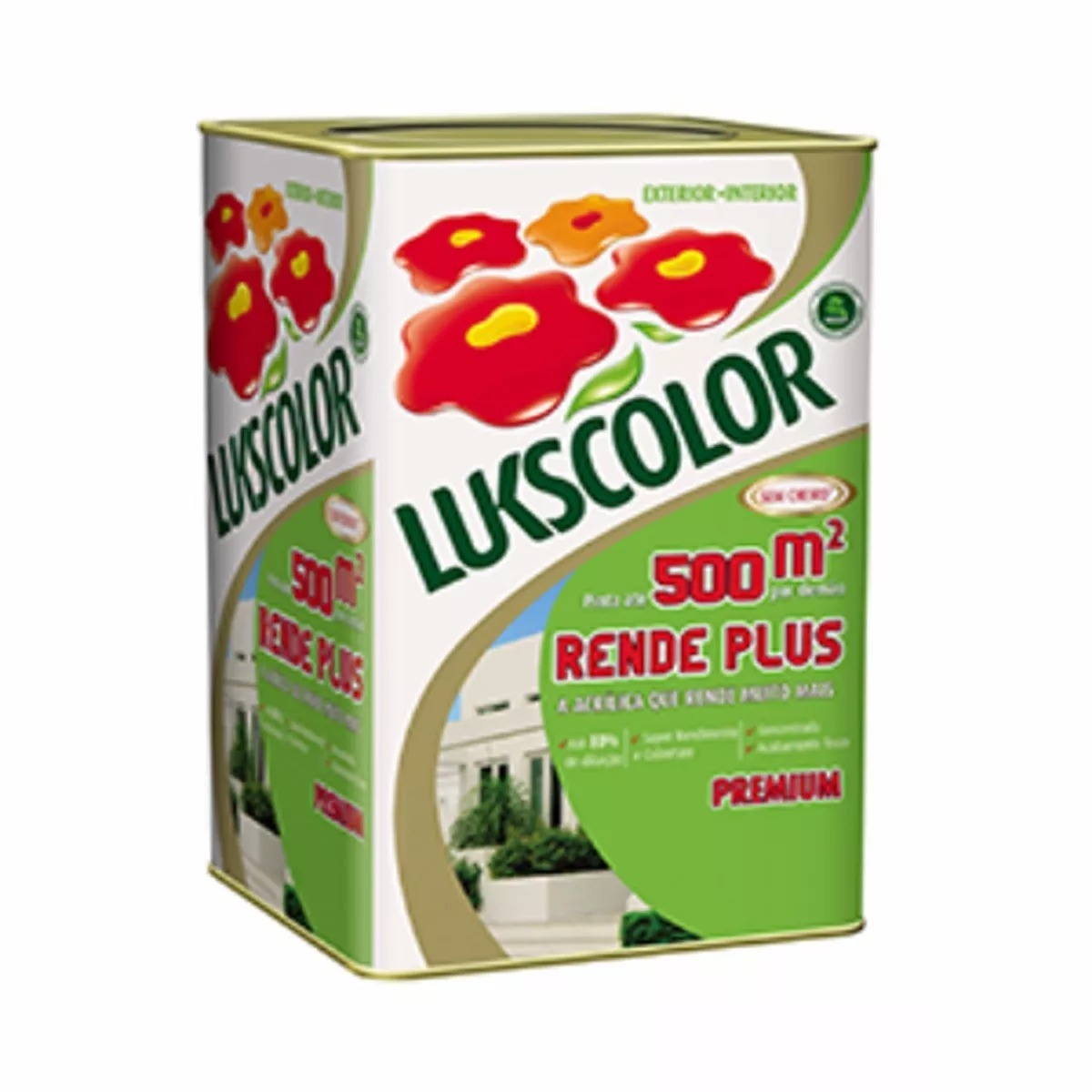 Dimensões Lata De Tinta 18 Litros Tinta Lukscolor Rende Plus Acrílico Branco Premium 18 Litros - R$ 232