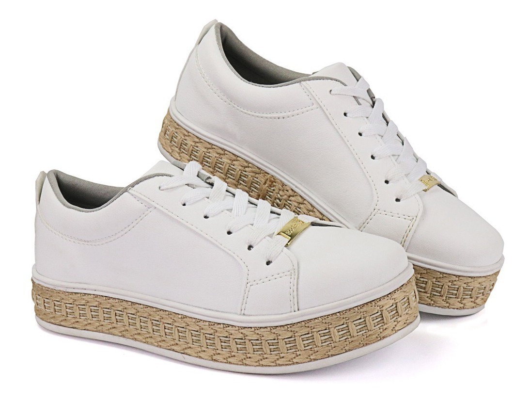 Tênis Feminino Branco Casual Fashion - Flatform - R$ 79,90 em Mercado Livre