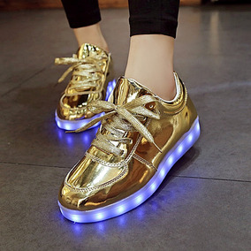 tenis de led dourado feminino