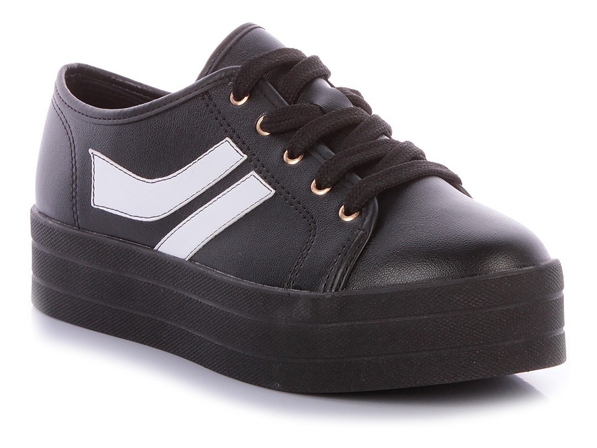 Tênis Moleca Flatform Preto - Frete Grátis - R$ 120,00 em Mercado Livre