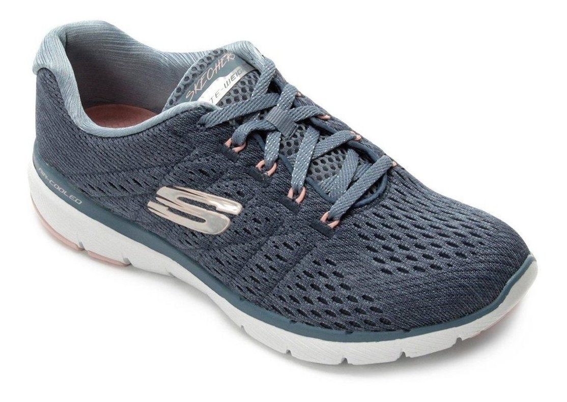 Tênis Skechers Flex Appeal 3.0 Feminino - Chumbo E Rosa - R$ 271,99 em Mercado Livre