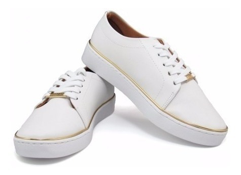 tenis vizzano branco com filete dourado