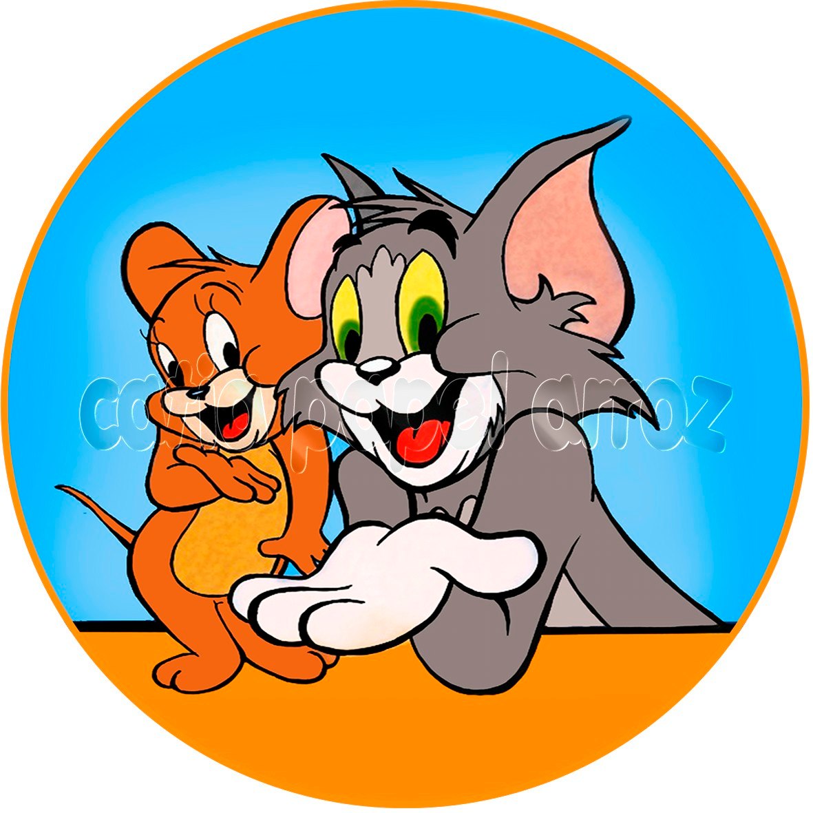 tom e jerry redondo papel arroz a4 para bolo D_NQ_NP_788115 MLB25179746744_112016 F