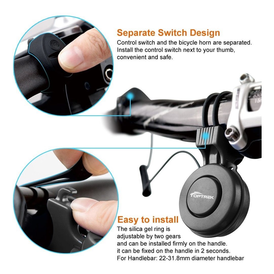 Rechargeable 120dB Cycling Bicycle Electric Horn Bell Bike Handlebar Ring Alarm