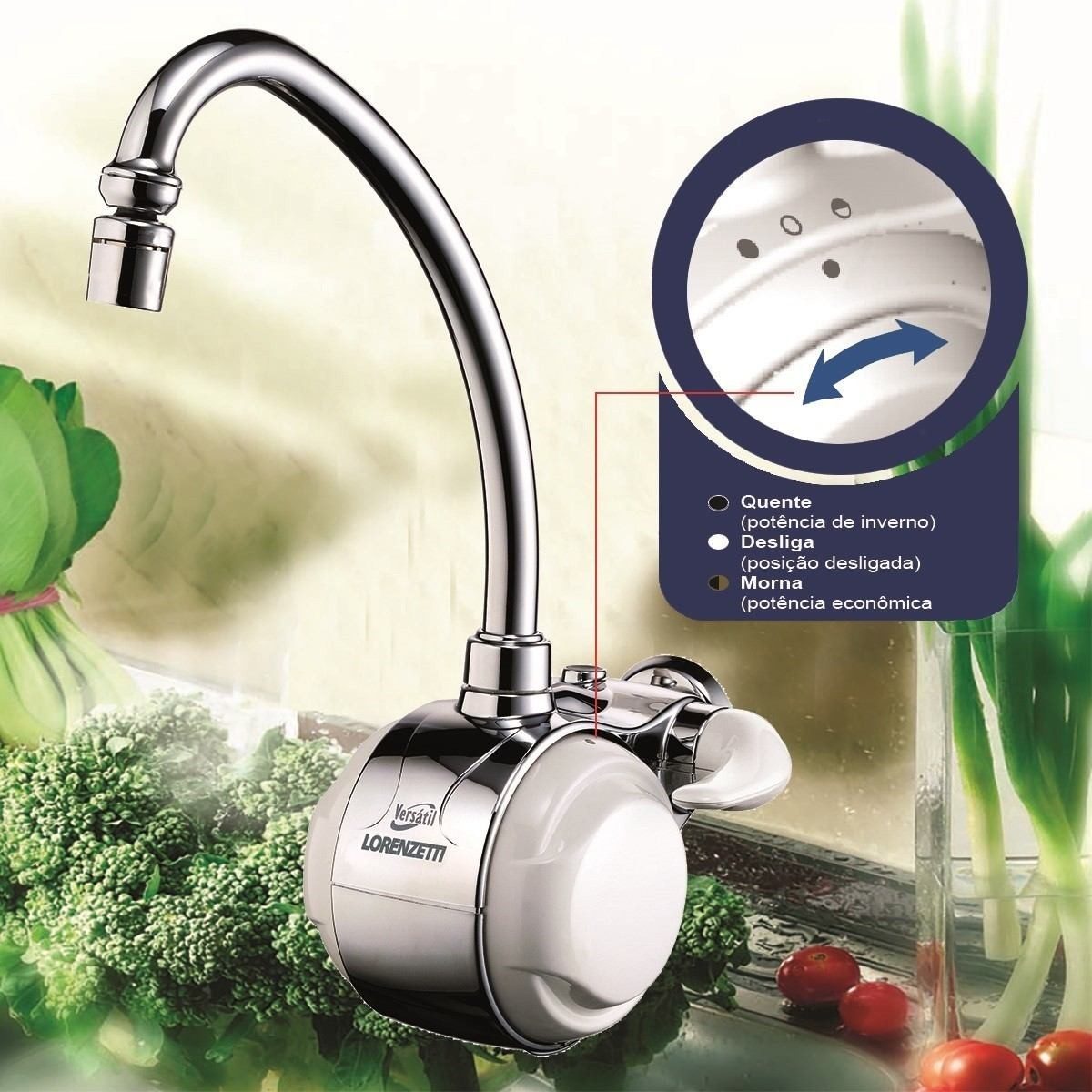 Torneira Elétrica Cromada Versatil Lorenzetti 220v