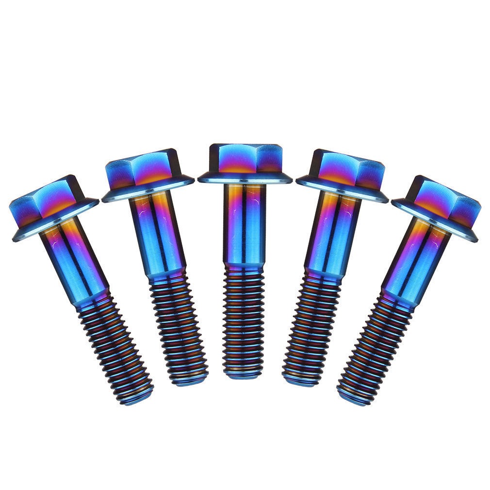 RockBros M10 Titanium Ti Hex Head Cap Bolts Flange Bolt 1.5mm Pitch 1Pc Ti