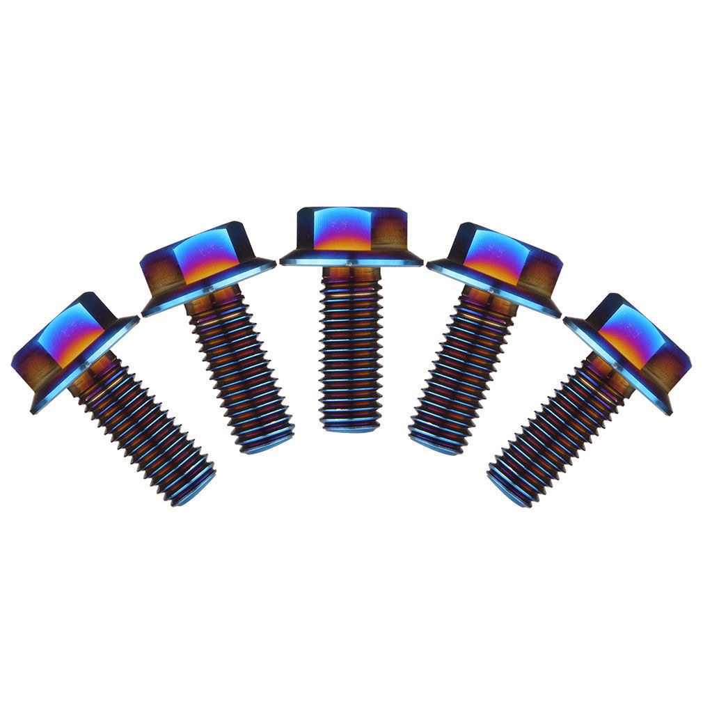 RockBros M10 Titanium Ti Hex Head Cap Bolt Flange Bolt 1.5mm Pitch 1Pc Colorful