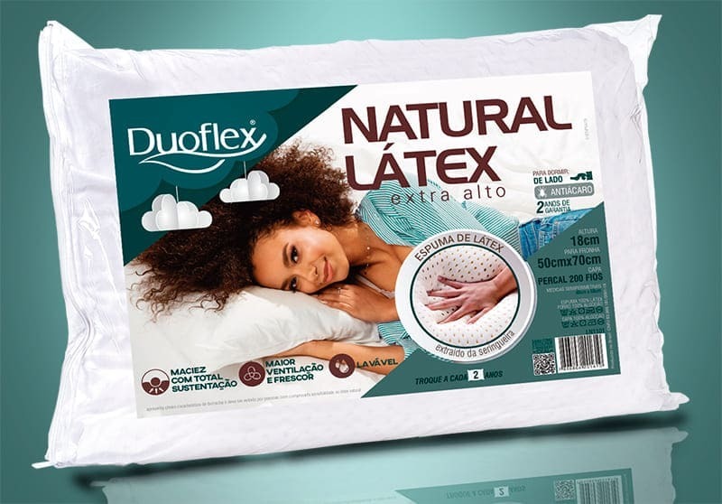 Travesseiro De Látex 200 Fios Alto Duoflex 100