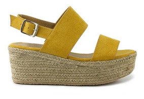Para Mostaza Mujer Trender Sandalia De Yute Plataforma Color 6ygbf7IYv