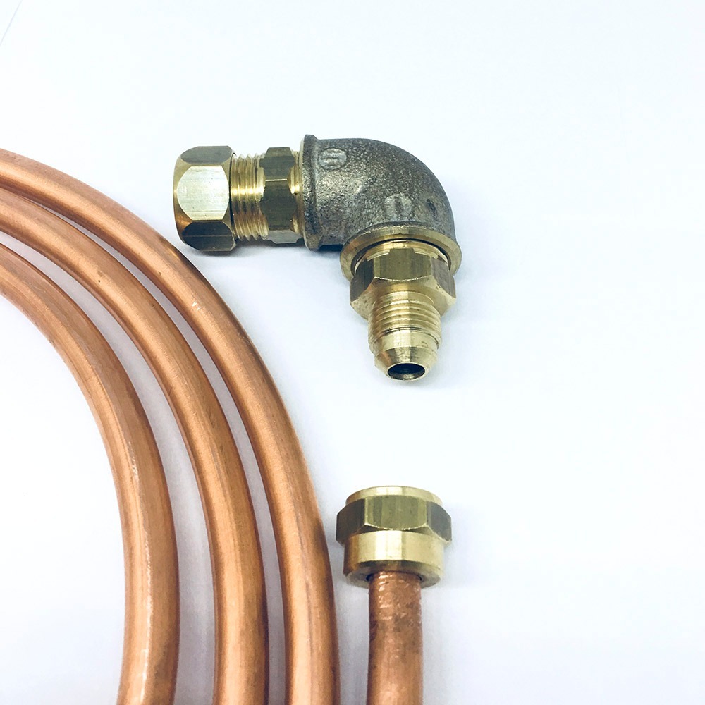 Tubulação De Cobre Para Gas Tubo De Cobre P/ Gas 3/8 Com 4,5mts + Adaptador + Cotovelo * - R$ 189
