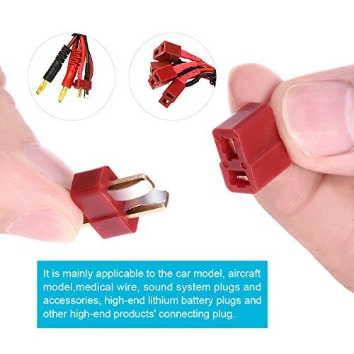 UEETEK 10 Pairs Ultra T-Plug Connectors Deans Style Male and Female with 20pcs Shrink Tubing For RC LiPo Battery