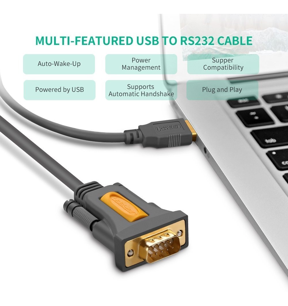 Ugreen USB 2.0 to RS232 DB9 Serial Cable Male A Converter Adapter PL2303 for Mac
