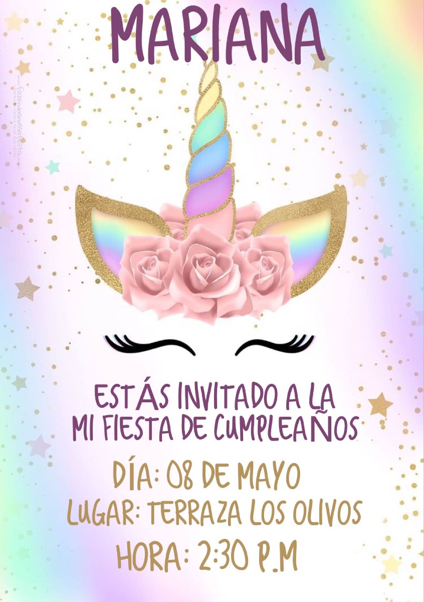 Tarjeta De Invitacion De Unicornio Para Editar Tarjeta De Invitacion De Unicornio Para Editar