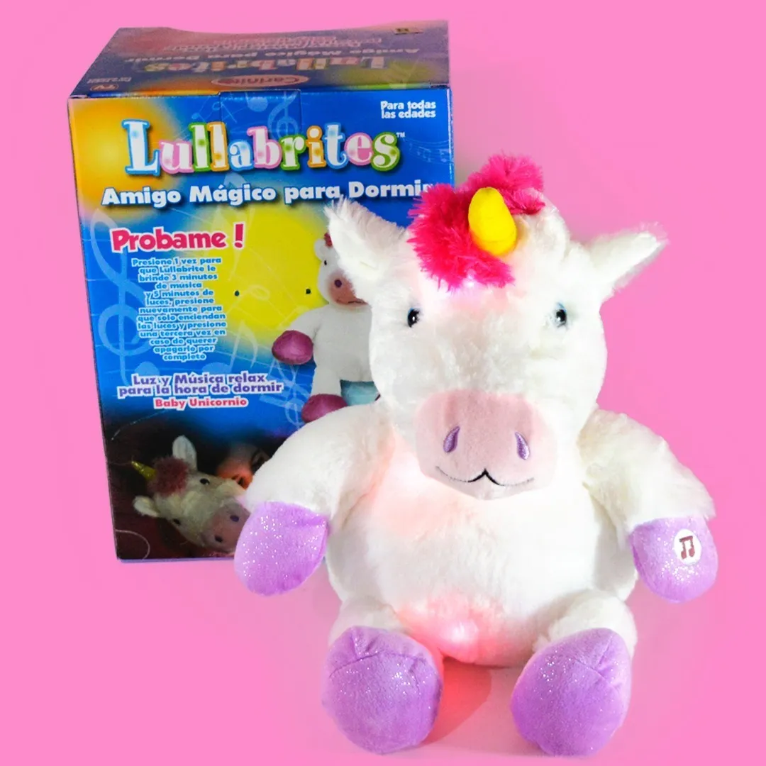 unicornio de peluche con luz
