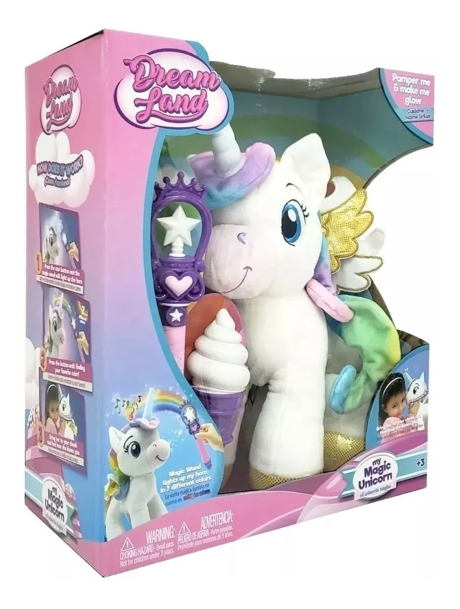 unicornio de peluche con luz