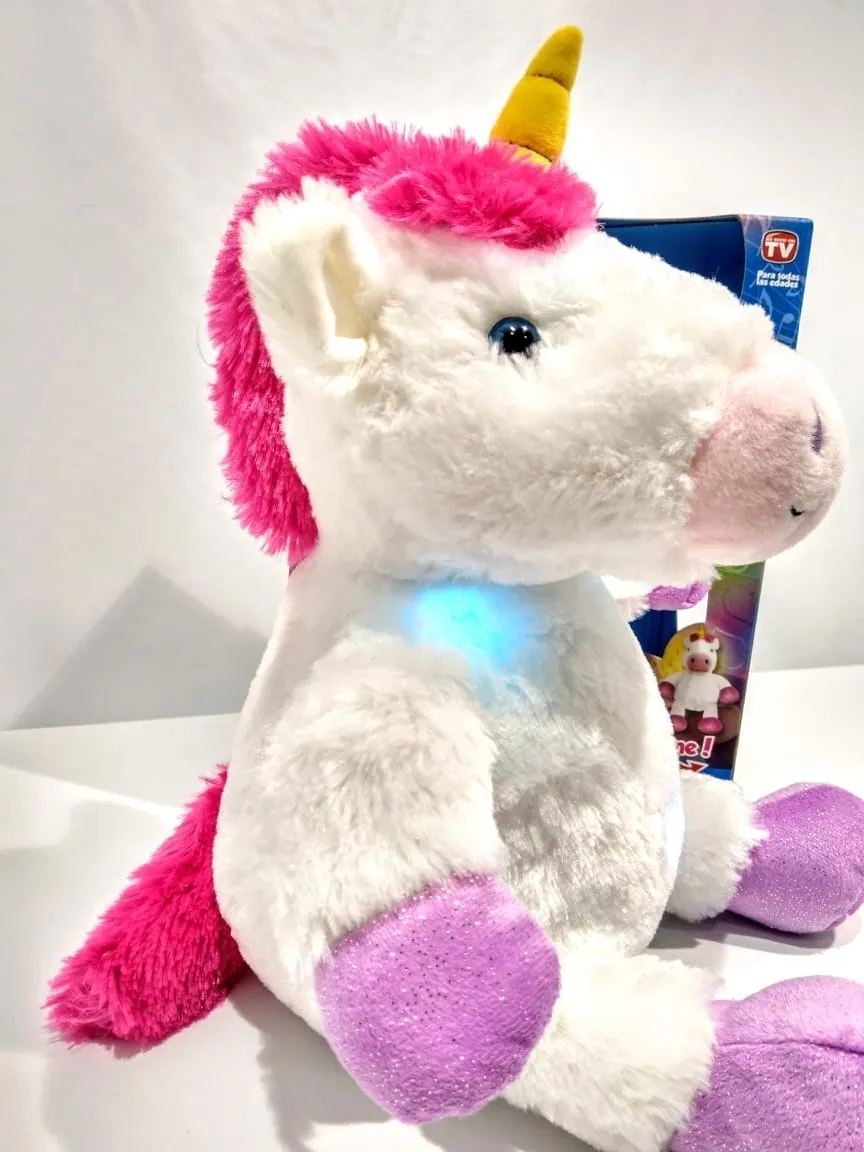 unicornio de peluche con luz
