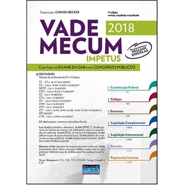 Vade Mecum Impetus Para Oab E Concursos 2018 - Novo - R