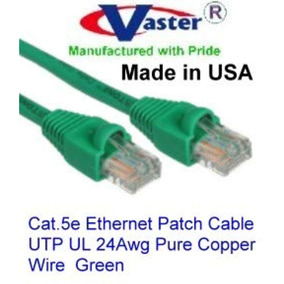 UL 24Awg Pure Copper Made in USA Ethernet Network Patch Cable SuperEcable Green USA-0673-110 Ft UTP Cat5e