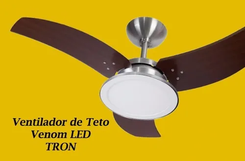 ventilador de teto venom led tron alumínio escovado