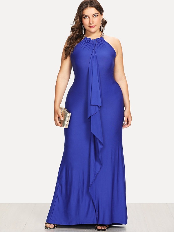 Vestido Azul Rey, Largo, Tallas Extras 2xl, Tallas Grandes - $ 950.00