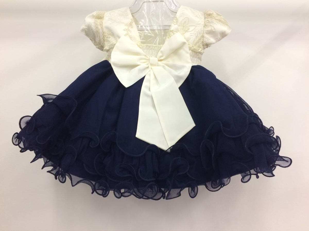 vestido de bebe azul marinho